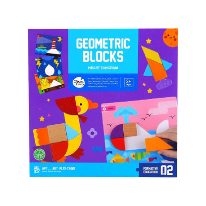 Jar Meló - Wooden Tangram Puzzle - Geometric Blocks with Activity Cards for Kids