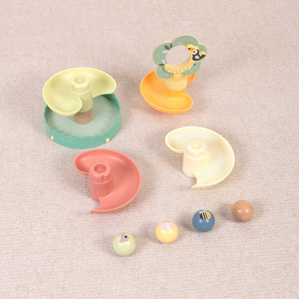 TookyToy - Ball Drop Tree Wooden Activity Toy for Toddlers - 10 Pieces