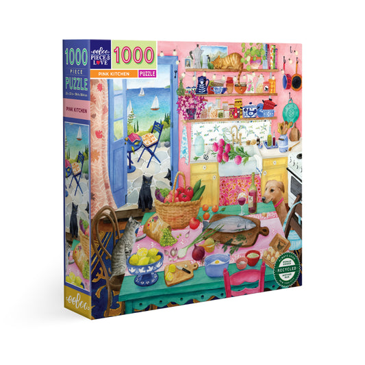 eeBoo - Pink Kitchen 1000 Piece Square Puzzle