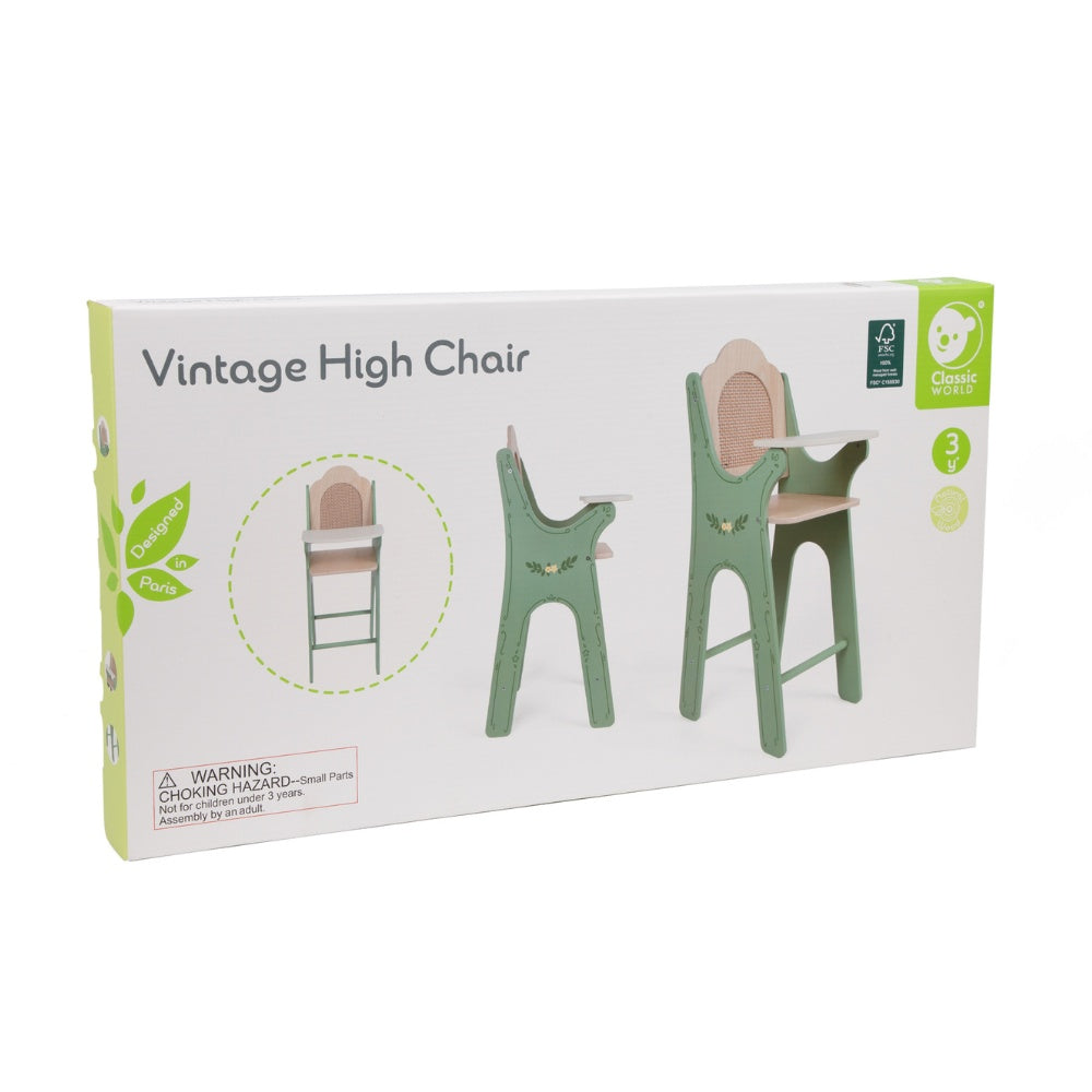 Classic World - Pretend & Play - Vintage Wooden Doll High Chair