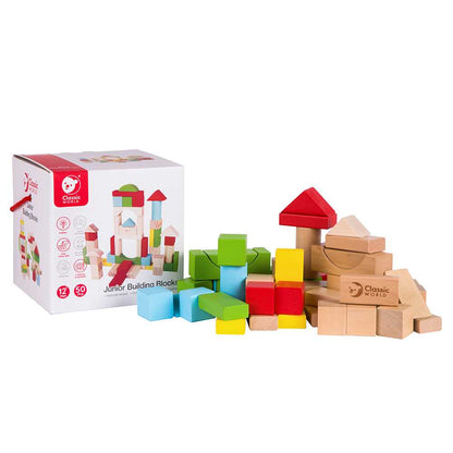 Classic World - Wooden Building Blocks - Junior Blocks - 50pcs