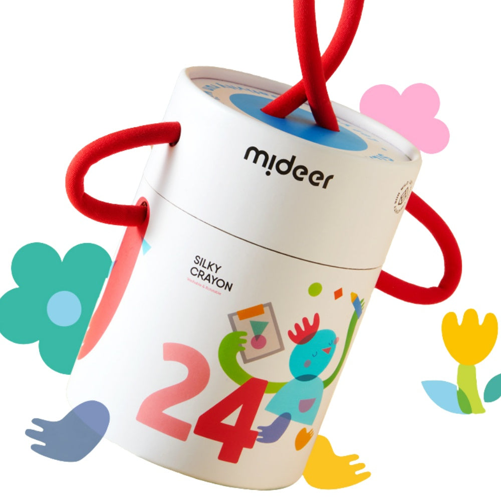 Mideer - Silky Crayons Colourful Bucket - 24 Colours