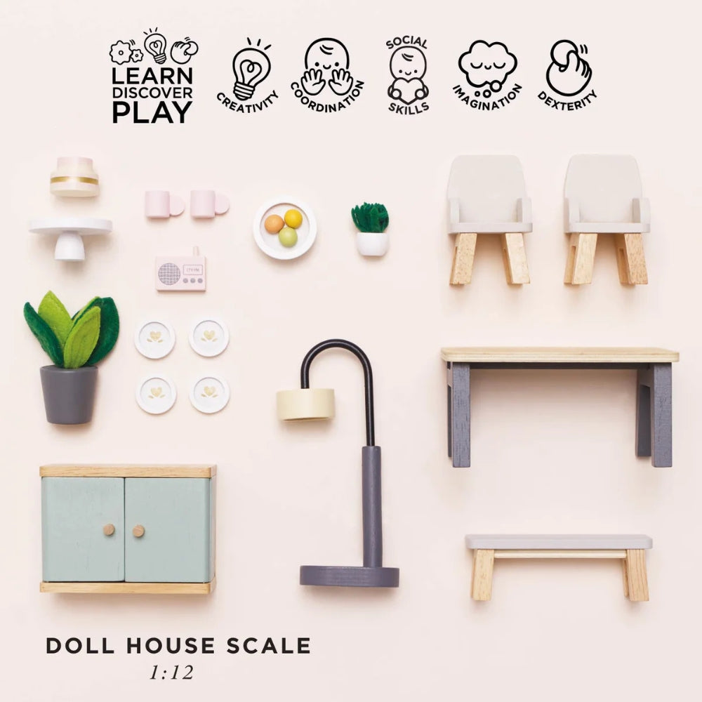 Le Toy Van - Dolls House Furniture: Dining Room Set - 18pcs