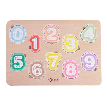 Classic World - Numbers & Fruit - Counting & Tracing Wooden Puzzle - 10pcs