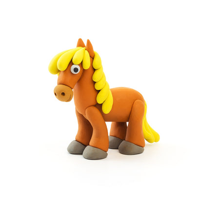 Hey Clay - Modelling Air-Dry Clay with Fun Interactive App - Piggy, Horse, Rabbit, Series Animals, 6 cans