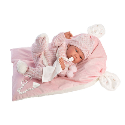 Llorens - Anatomically Correct Baby Girl Doll with Pink Outfit & Cushion: Nica - 40cm