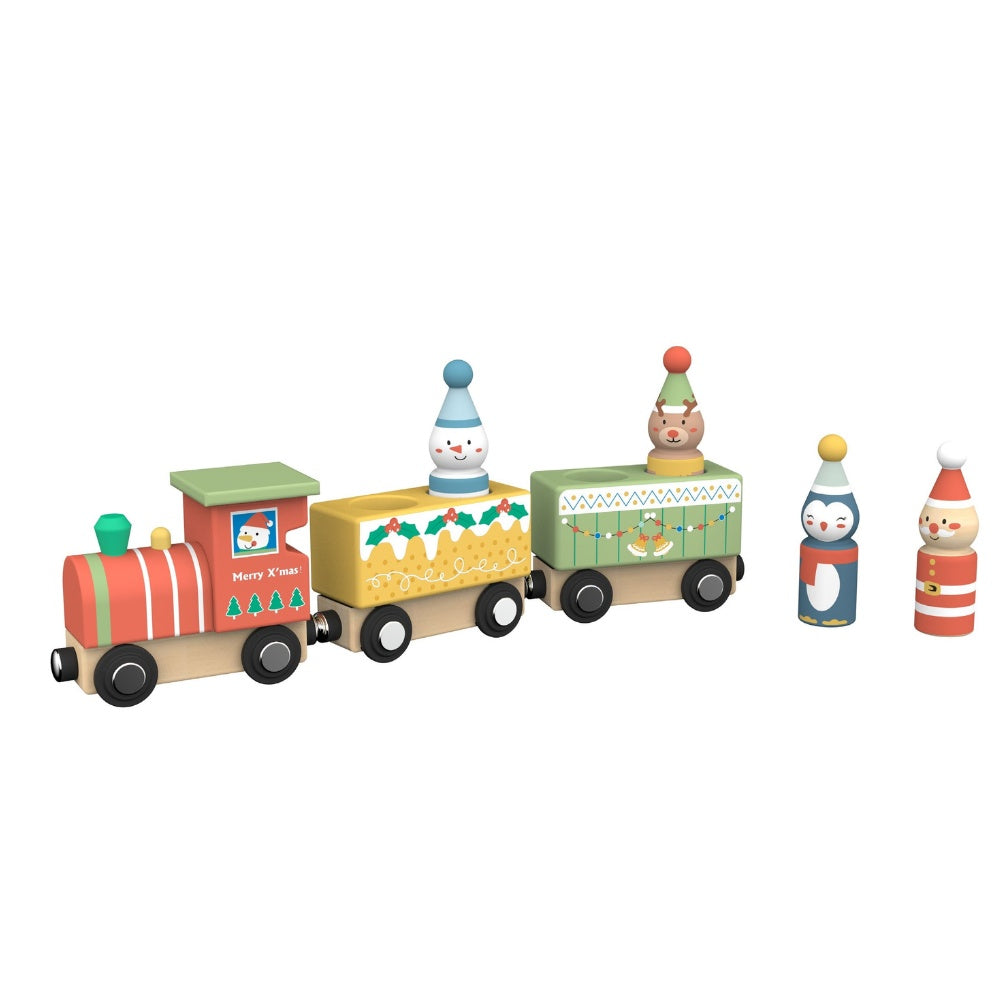 hi Pando - Wooden Magnetic Train Set - Christmas - 7 Pieces