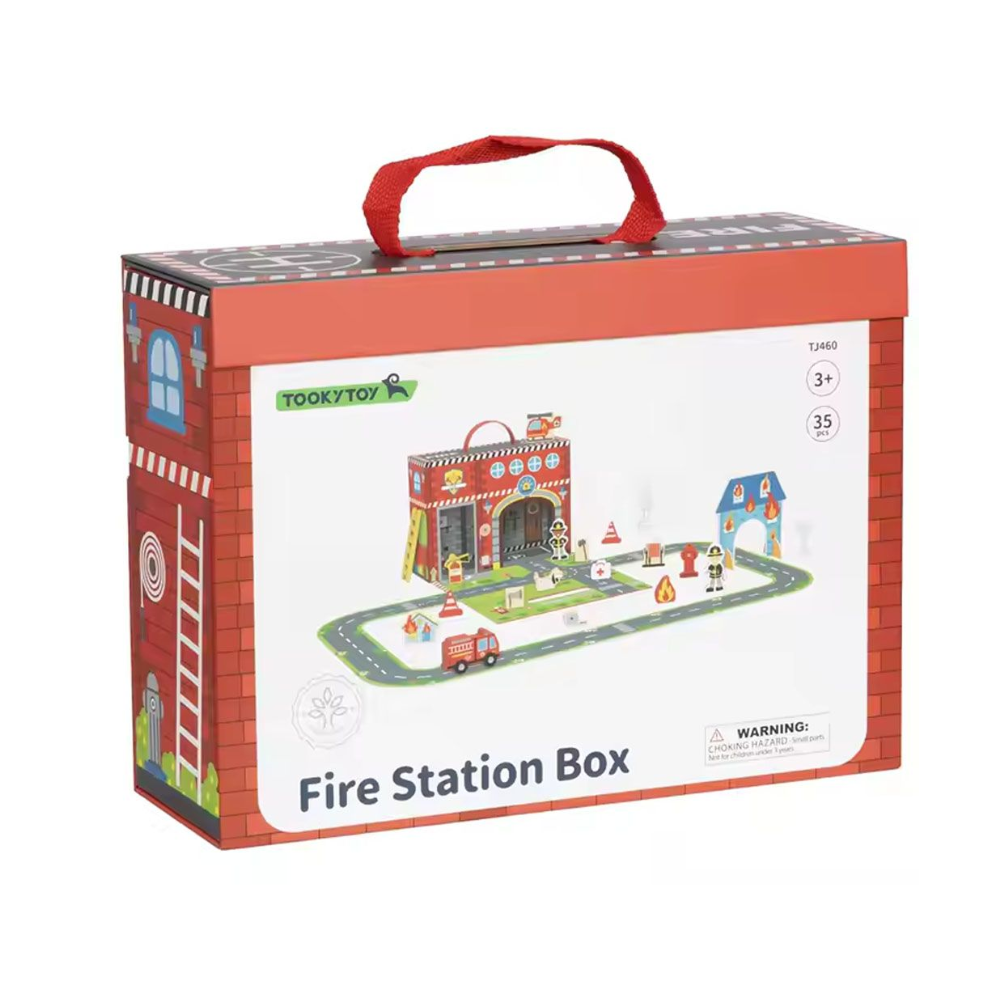 TookyToy - Pretend Play Story Box: Fire Station Toy Set
