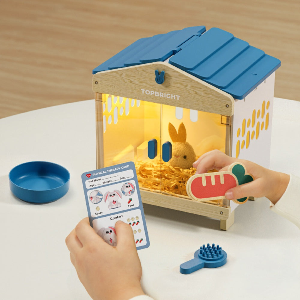 TopBright - Pretend Play Pet Care Kit - Interactive Bunny with Sound & Lights