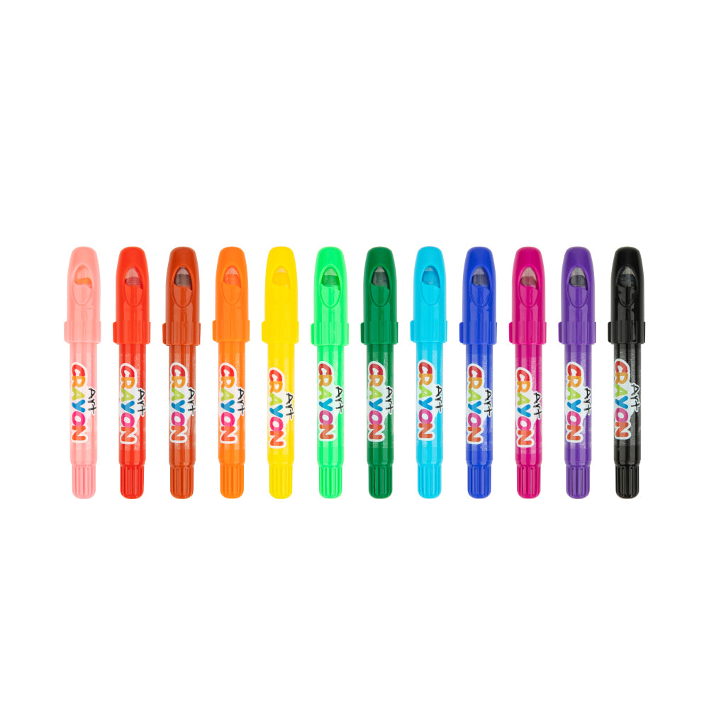 TookyToy - Twistable Washable Silky Crayons in Carry Case - 12 Colours - Motherhood