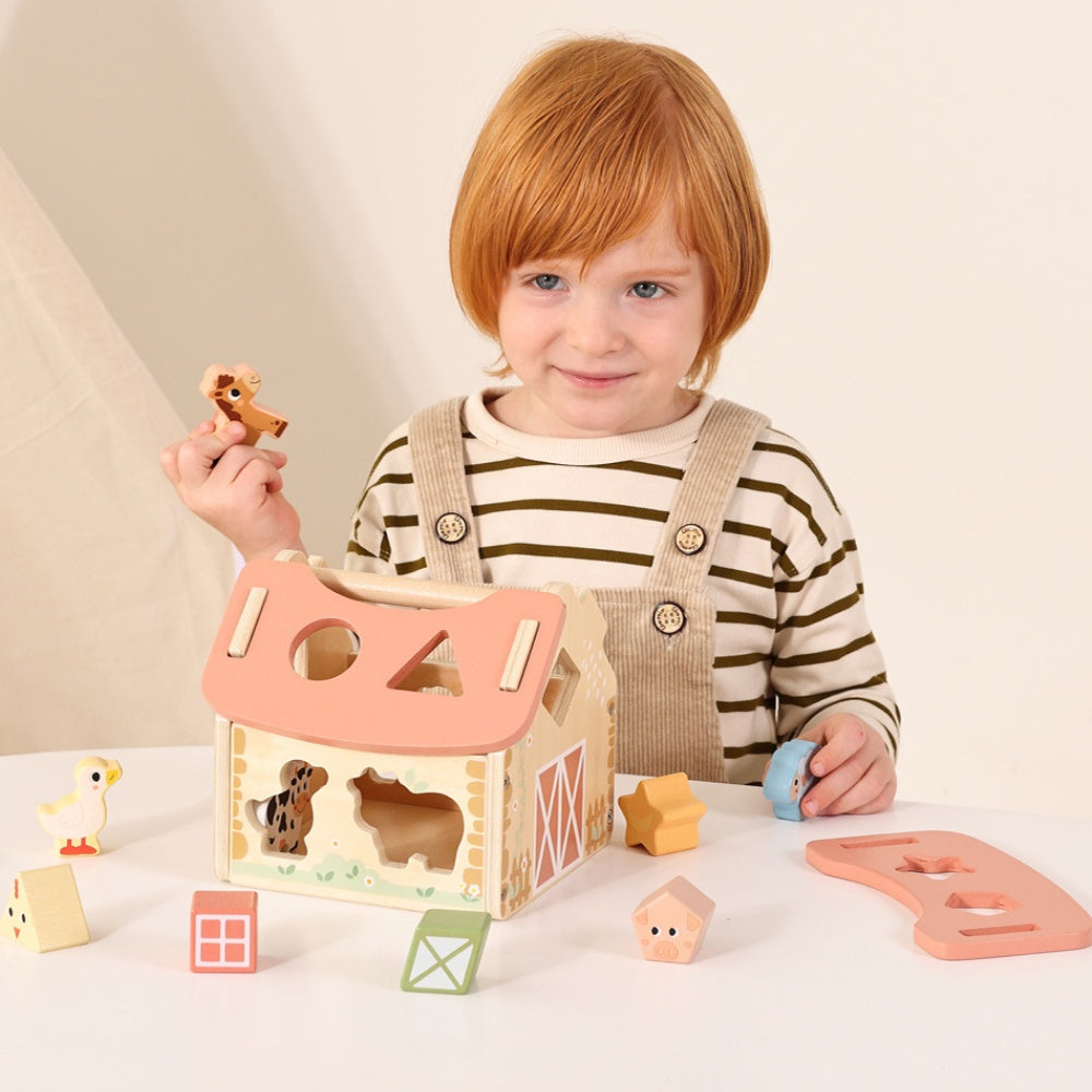 TookyToy - Farmhouse Shape Sorter - Farm Animals Sorting Toy for Toddlers
