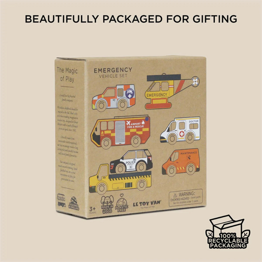 Le Toy Van - Wooden Emergency Helicopter & Rescue Toy Cars