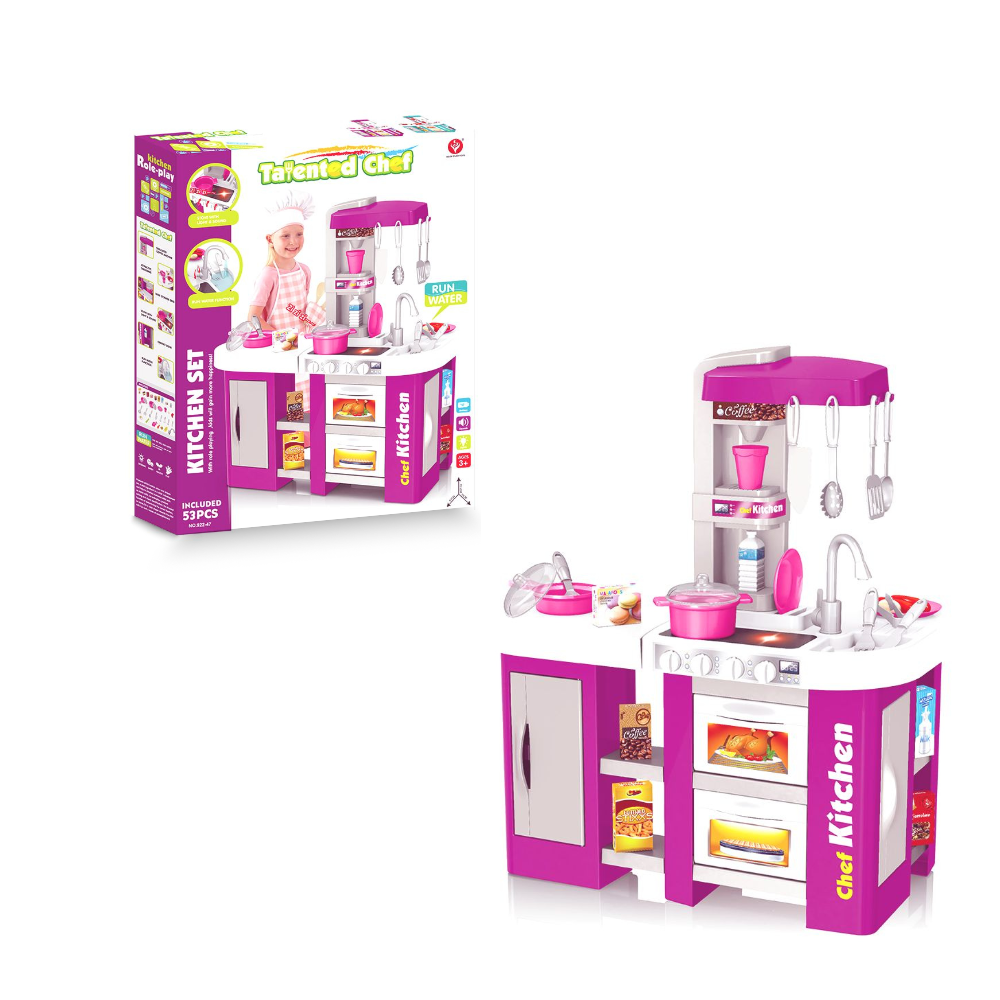 Cogo - Pretend & Play Kitchen Set with Light & Sound Effects - Purple - 53 Pieces
