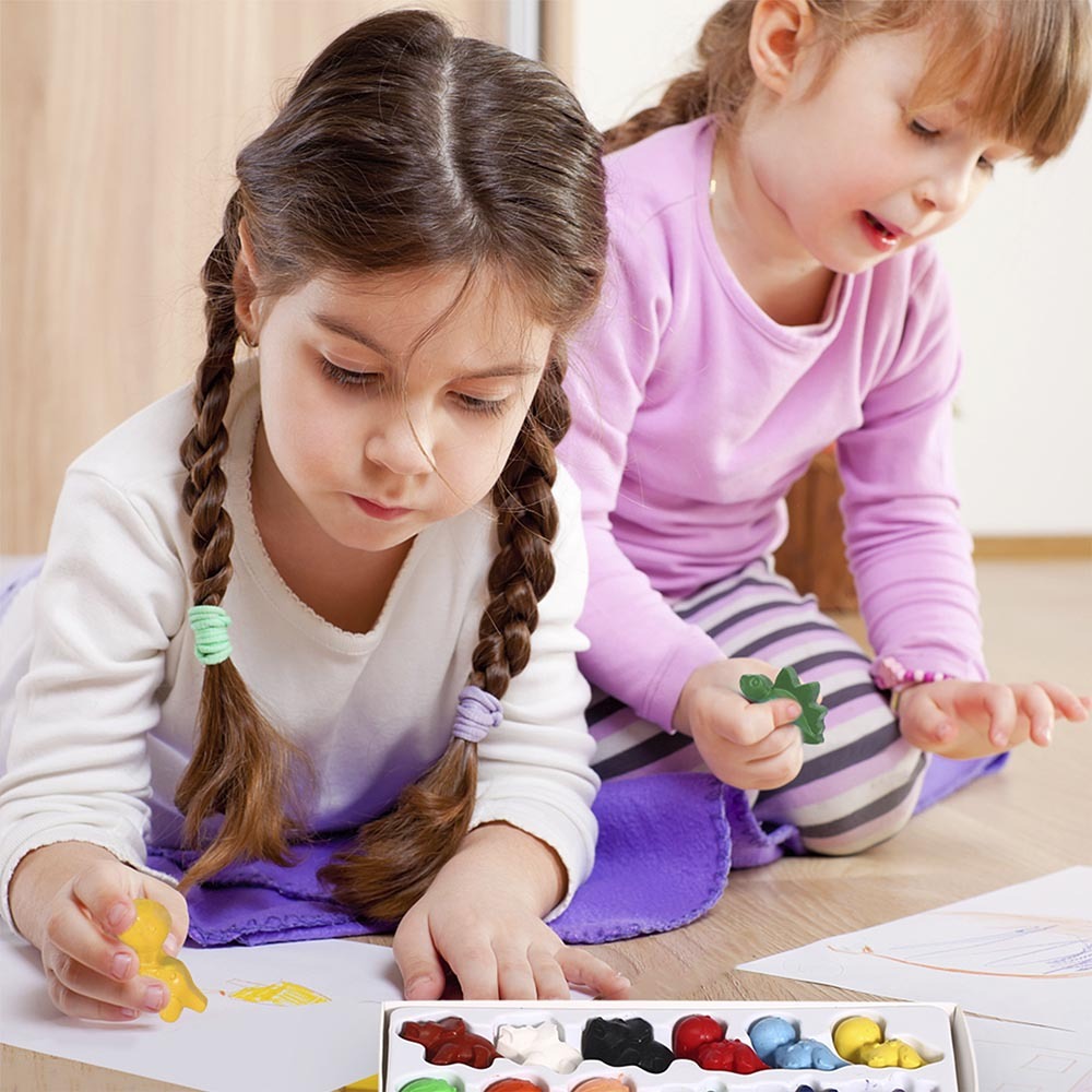 Jar Meló - Cute Dinosaur Beeswax Crayons - 12 Washable & Non-Toxic Colours
