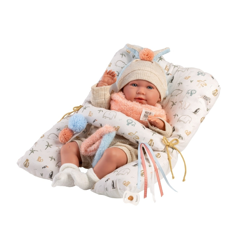 Llorens - Baby Girl Doll with Clothing & Animal themed Cushion: Mimi - 42cm