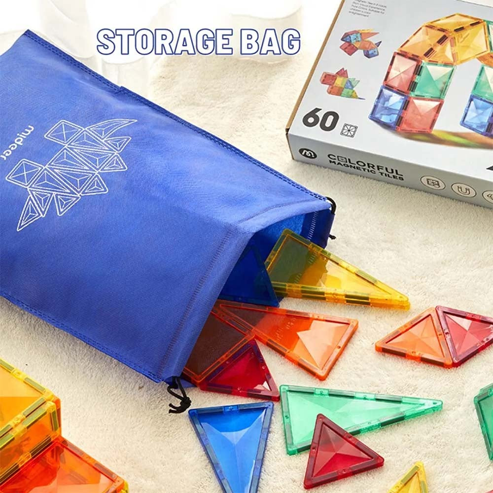 Mideer - Colourful Magnetic Tiles Building Set - Marble Run - 100pcs
