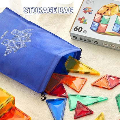 Mideer - Colourful Magnetic Tiles Building Set - Marble Run - 100pcs