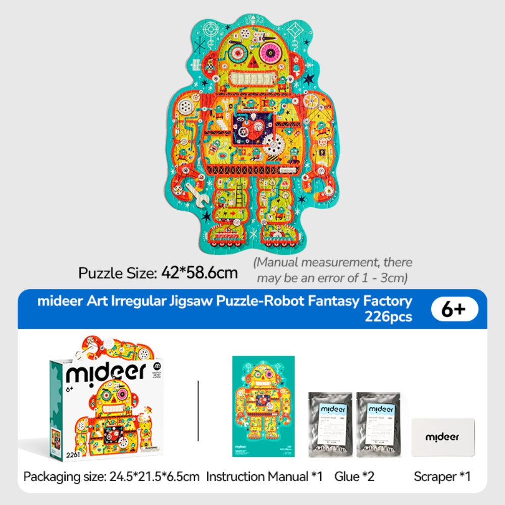 Mideer - Artist Puzzle: Robot Factory - 226 Piece Shaped Jigsaw for Kids