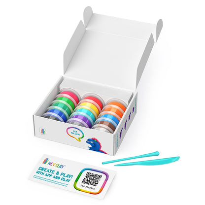 Hey Clay - Modelling Air-Dry Clay with Fun Interactive App - Mega Dinos, 15 cans