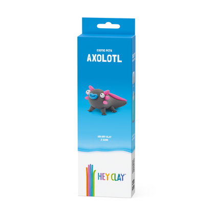 Hey Clay - Modelling Air-Dry Clay with Fun Interactive App - Axolotl, Series Exotic Pets, 3 cans