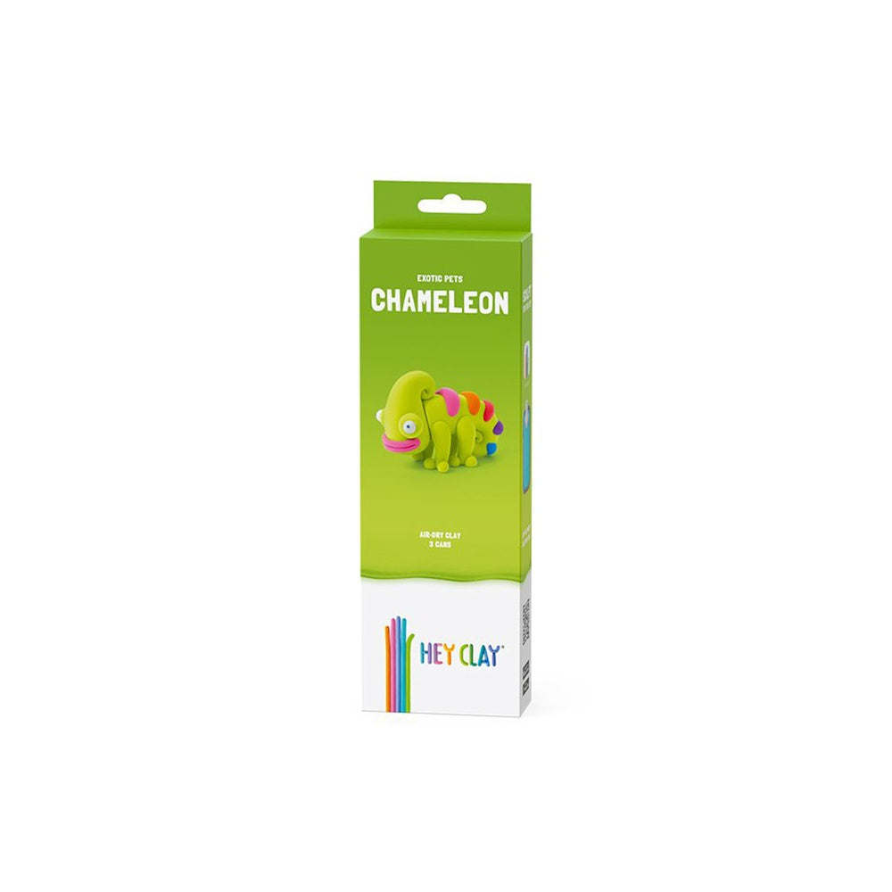 Hey Clay - Modelling Air-Dry Clay with Fun Interactive App - Chameleon, Series Exotic Pets, 3 cans