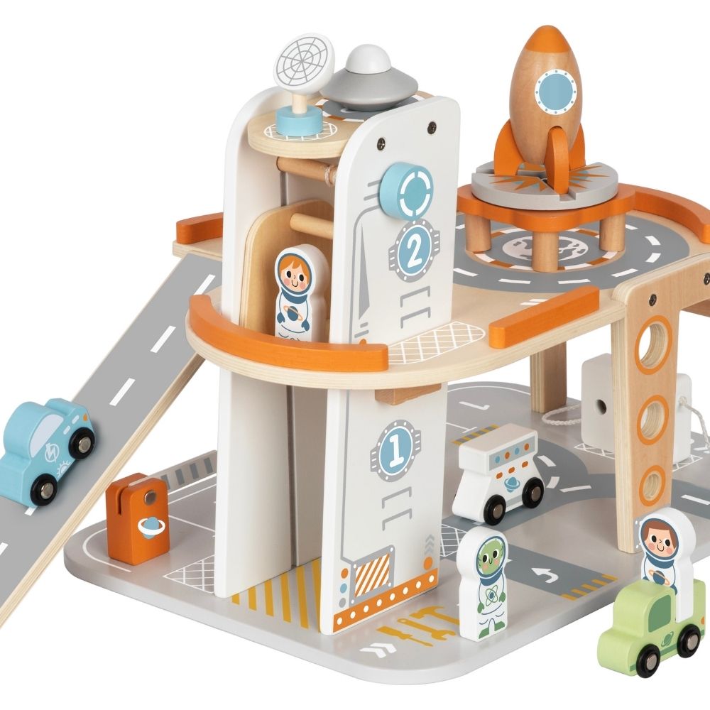 TookyToy - Pretend Play Wooden Space Station Toy Set - 14 Pieces
