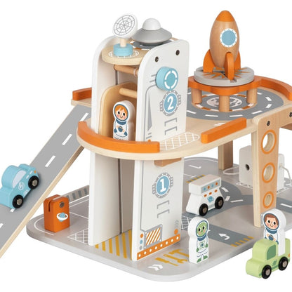 TookyToy - Pretend Play Wooden Space Station Toy Set - 14 Pieces