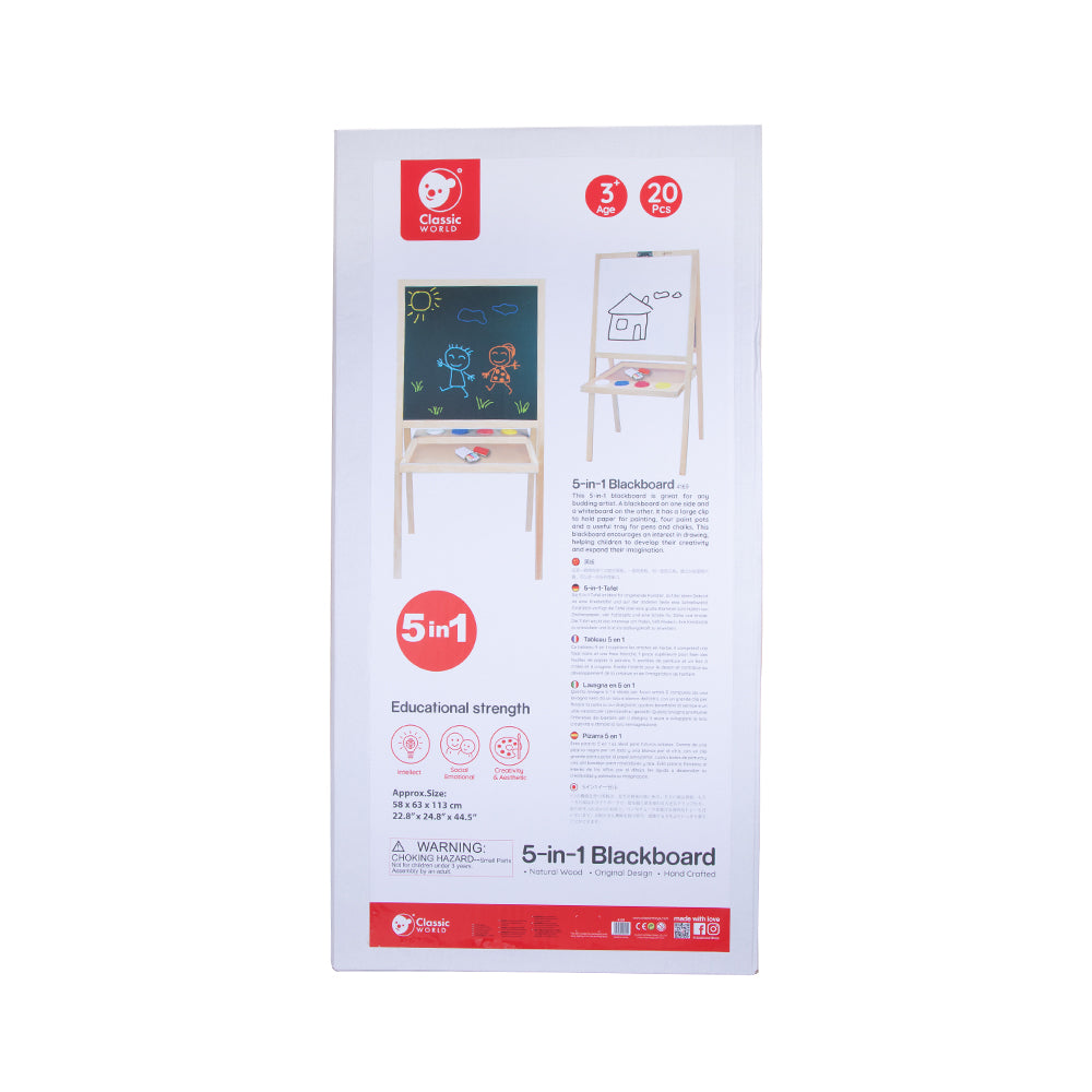 Classic World - 5-in-1 - Blackboard & Whiteboard Art Easel - 58 x 4 x 116 cm