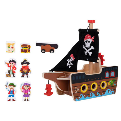 TookyToy - Pretend Play Wooden Pirate Ship Toy Set - Motherhood