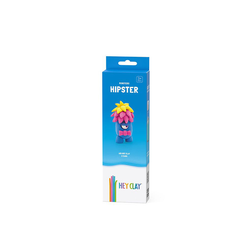 Hey Clay - Modelling Air-Dry Clay with Fun Interactive App - Hipster, series Monsters, 3 cans