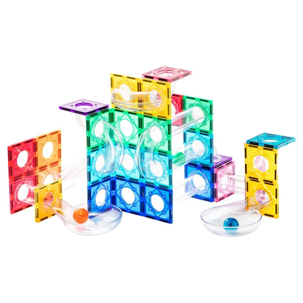 Mideer - Colourful Magnetic Tiles Building Set - Marble Run - 100pcs