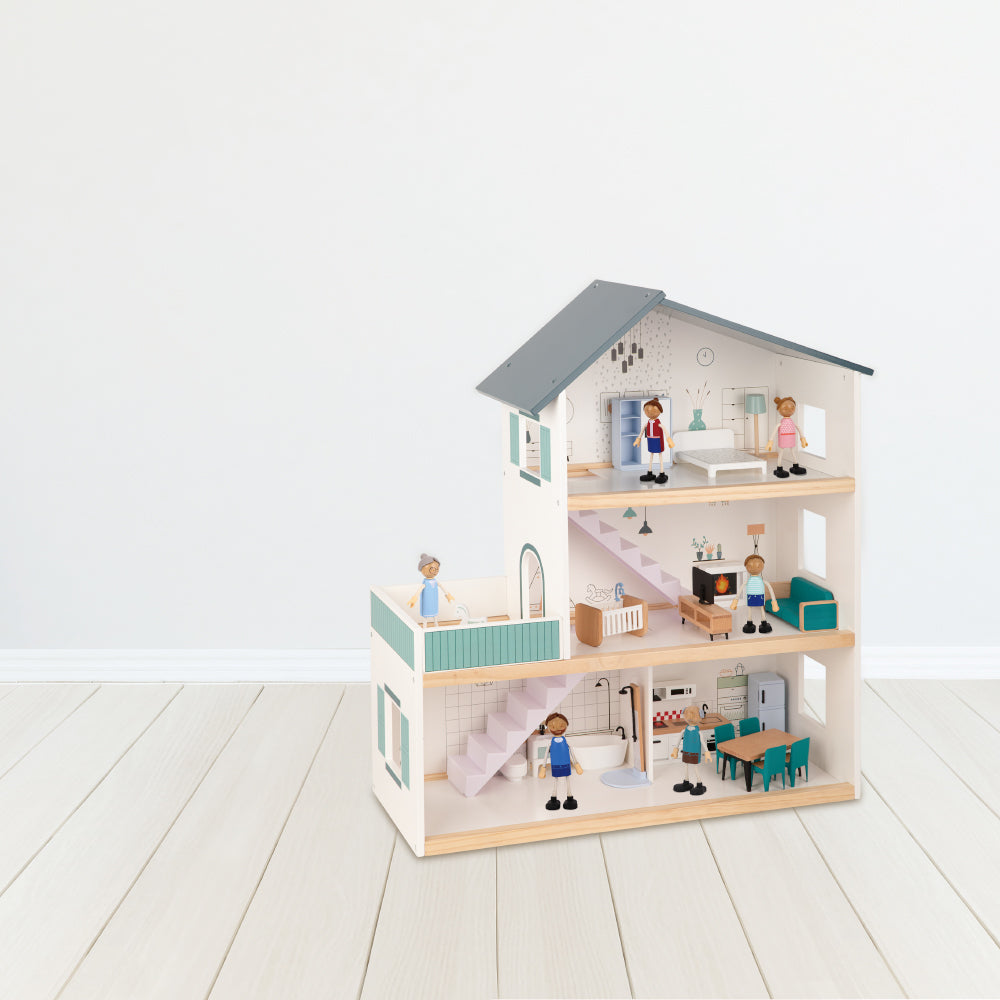 TookyToy - 3-Storey Doll House & Accessories - Motherhood