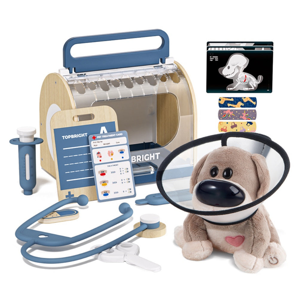TopBright - Pretend Play Doctor Vet Kit - Interactive Puppy with Sound & Lights
