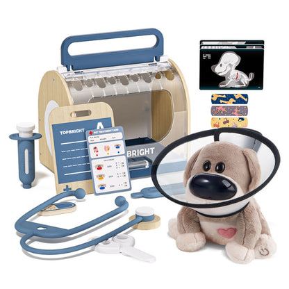 TopBright - Pretend Play Doctor Vet Kit - Interactive Puppy with Sound & Lights