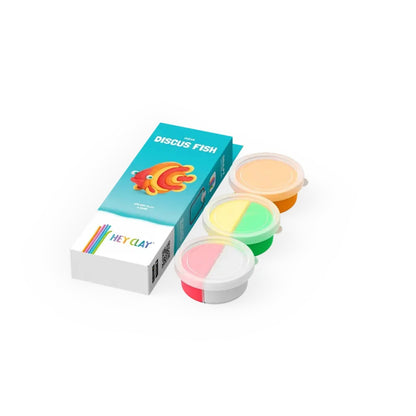 Hey Clay - Modelling Air-Dry Clay with Fun Interactive App - Discus Fish, series Ocean, 3 cans