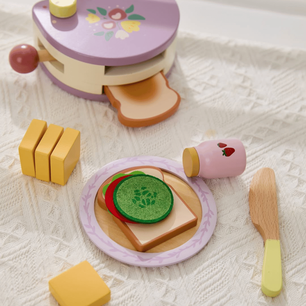 Classic World - Pretend & Play - Wooden Toaster Breakfast Set - 13pcs