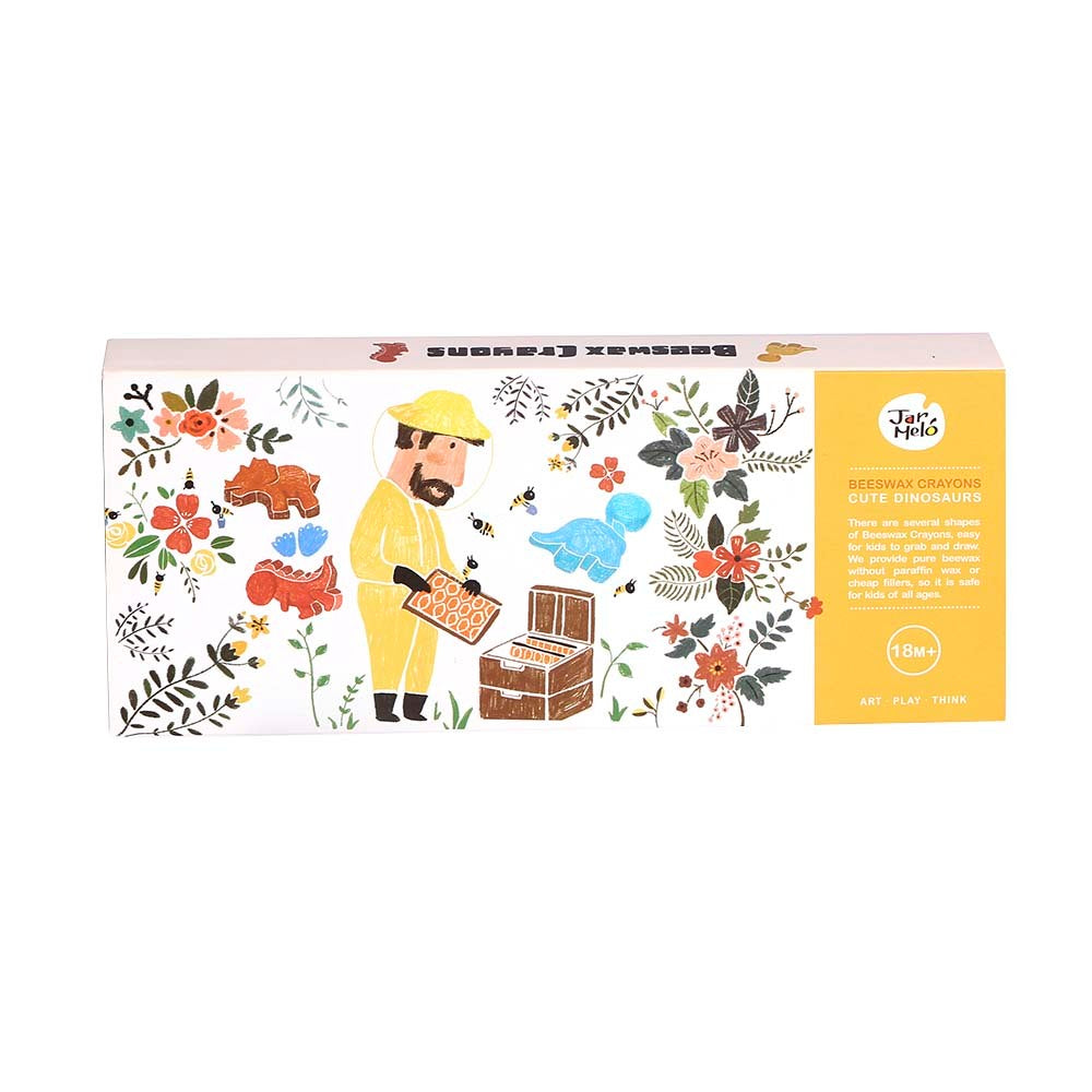 Jar Meló - Cute Dinosaur Beeswax Crayons - 12 Washable & Non-Toxic Colours