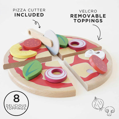 Le Toy Van - Wooden Pizza & Toppings with Slice Cutter - 13pcs