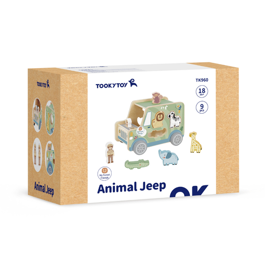 TookyToy - My Animal Friends - Safari Jeep Shape Sorting Toy 8pcs
