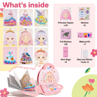 Jar Meló - 4-in-1 Makeup and Dress Up Arts & Crafts Book Set: Princess Glam