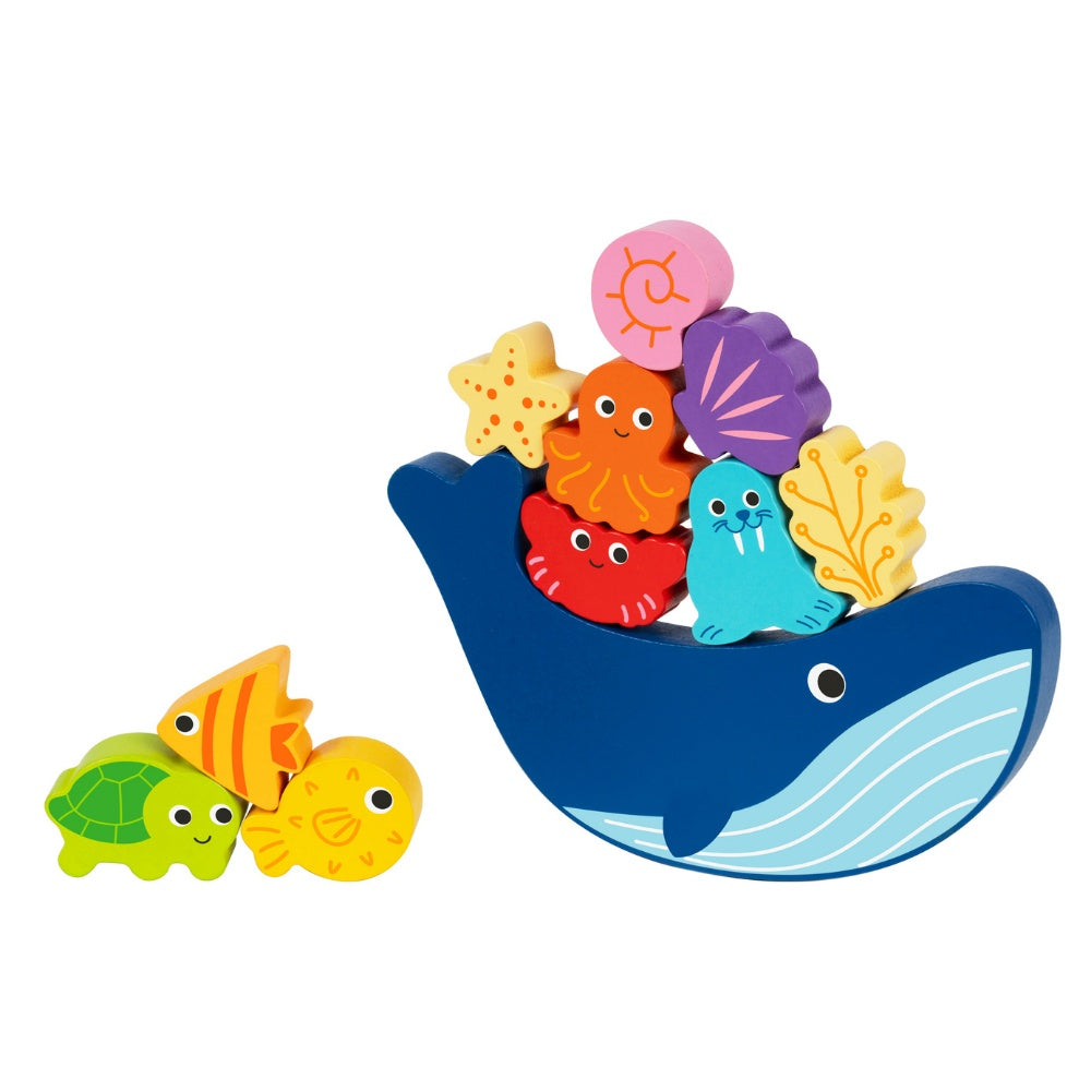 hi Pando - 2-in-1 Wooden Balancing Game and Puzzle: Ocean 12 Pieces