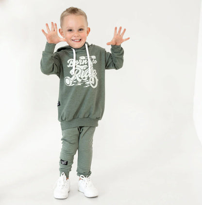 Lullaby Rock Born to Ride Set – Olive Green Sweatshirt & Joggers - Motherhood