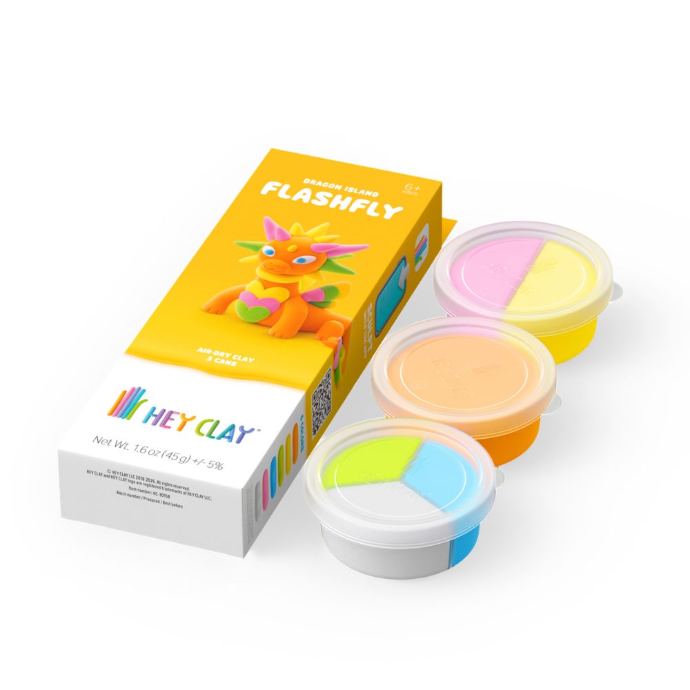 Hey Clay - Modelling Air-Dry Clay with Fun Interactive App - Flashfly, Series Dragon Island, 3 cans