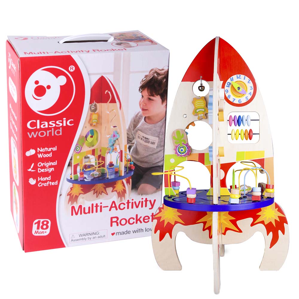 Classic World - Multi-Activity Busy Board Rocket - 37 x 37 x 62 cm