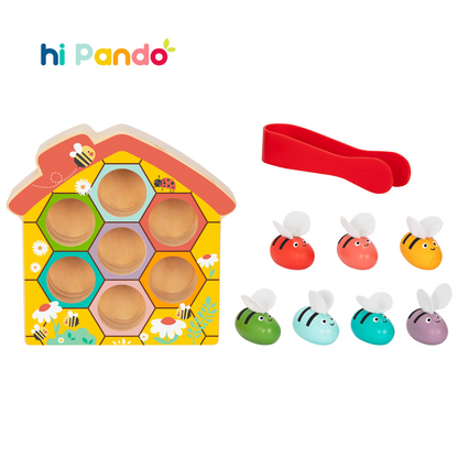 hi Pando - Wooden Color Sorter - Beehive Themed - 9pcs