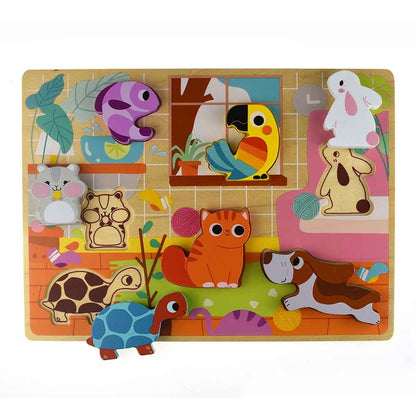 TookyToy - Wooden Chunky Pet Animals Puzzle