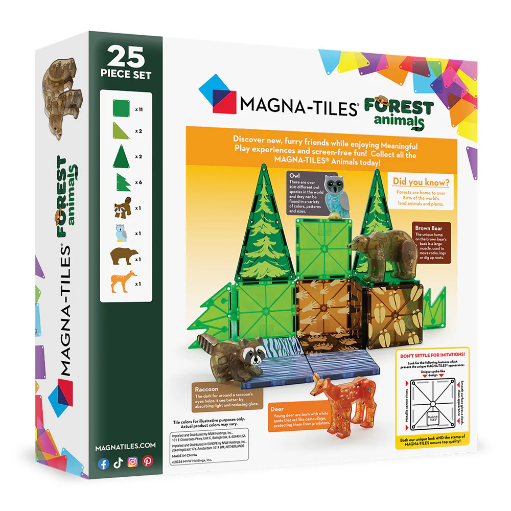 Magna-Tiles - Magnetic Construction Set - Forest Animals - 25pcs