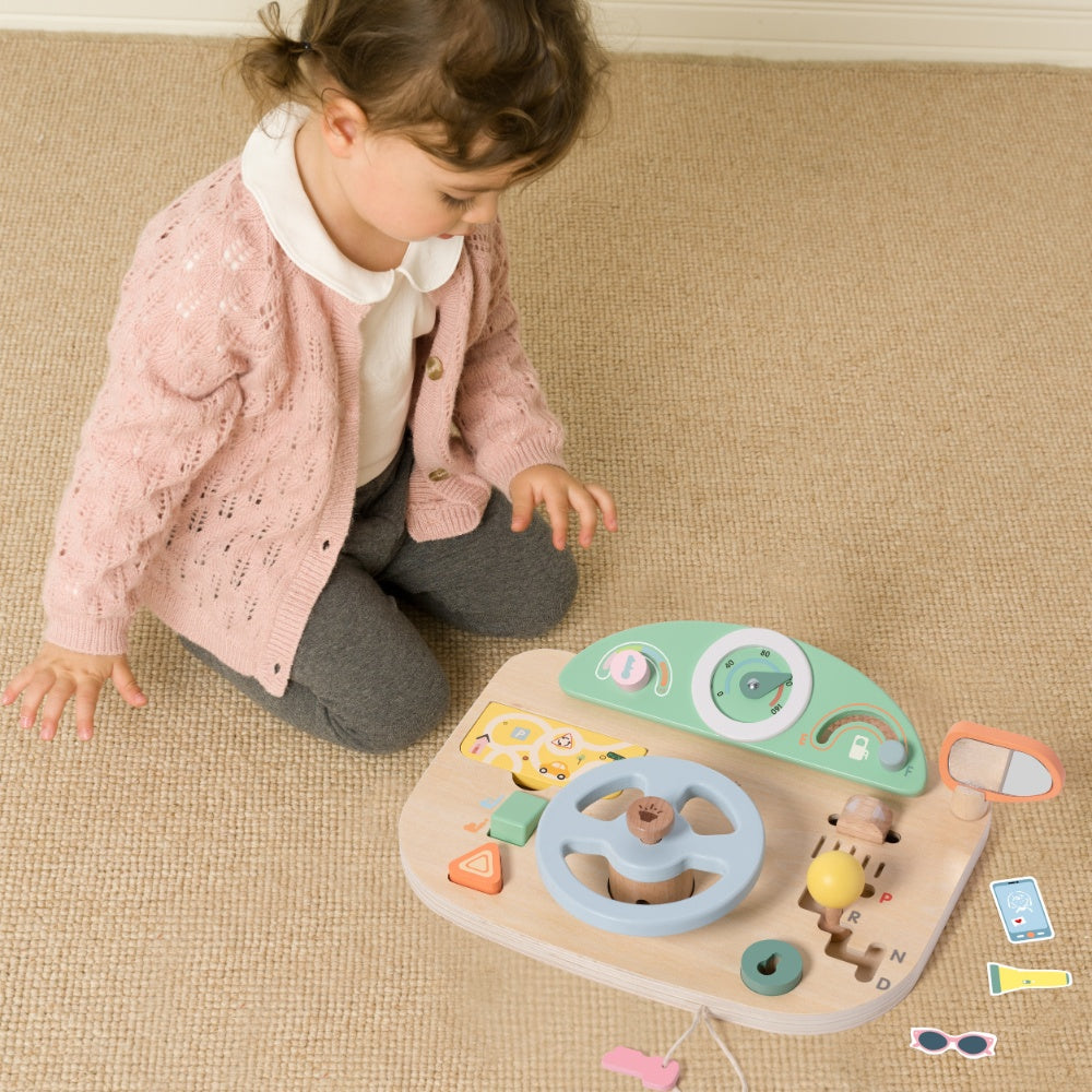 Classic World - Steering Wheel Wooden Busy Board - 5pcs