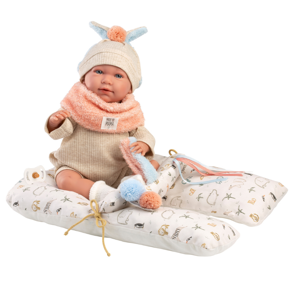 Llorens - Baby Girl Doll with Clothing & Animal themed Cushion: Mimi - 42cm