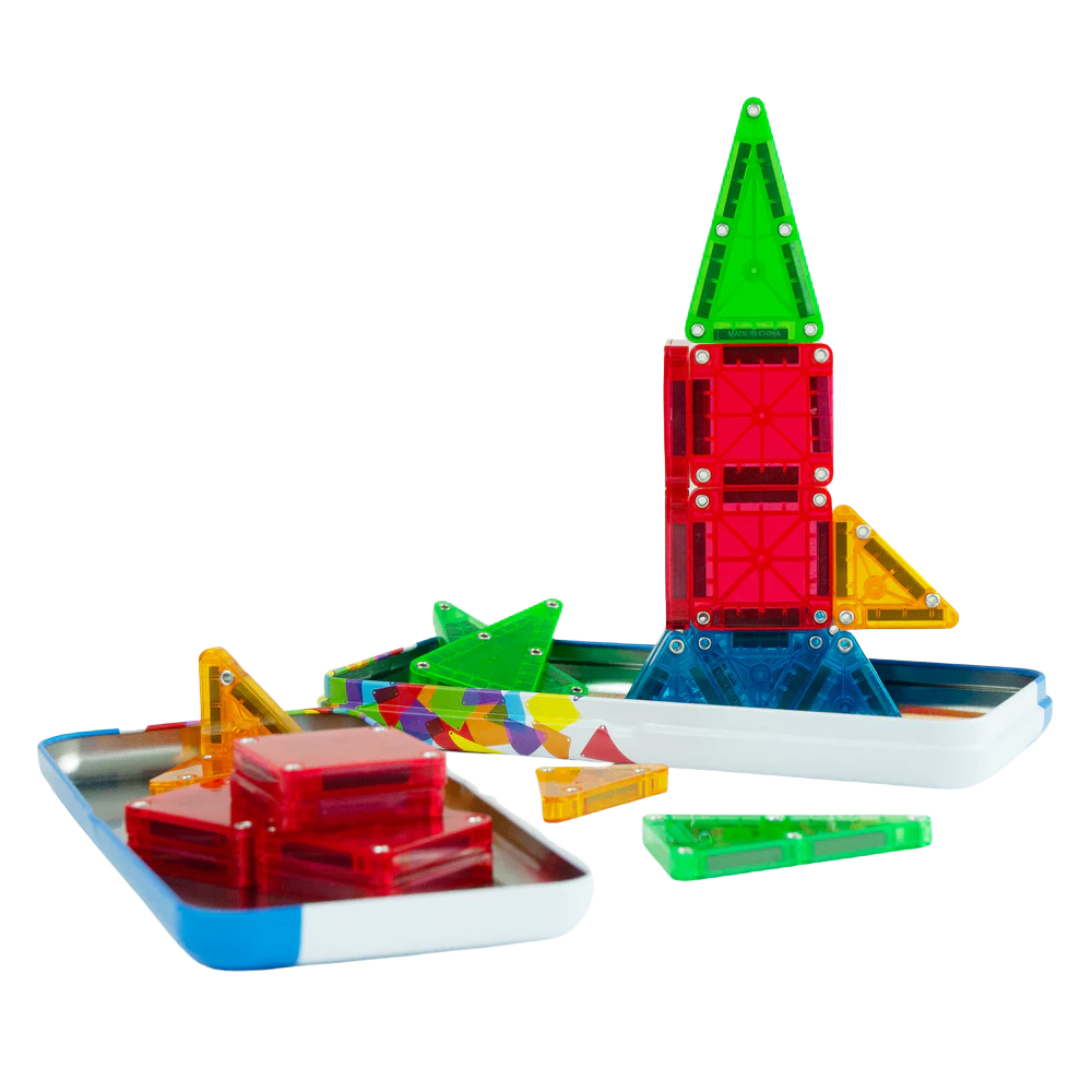 Magna-Tiles - Magnetic Construction Set - microMAGS Travel Tin Set - 26pcs